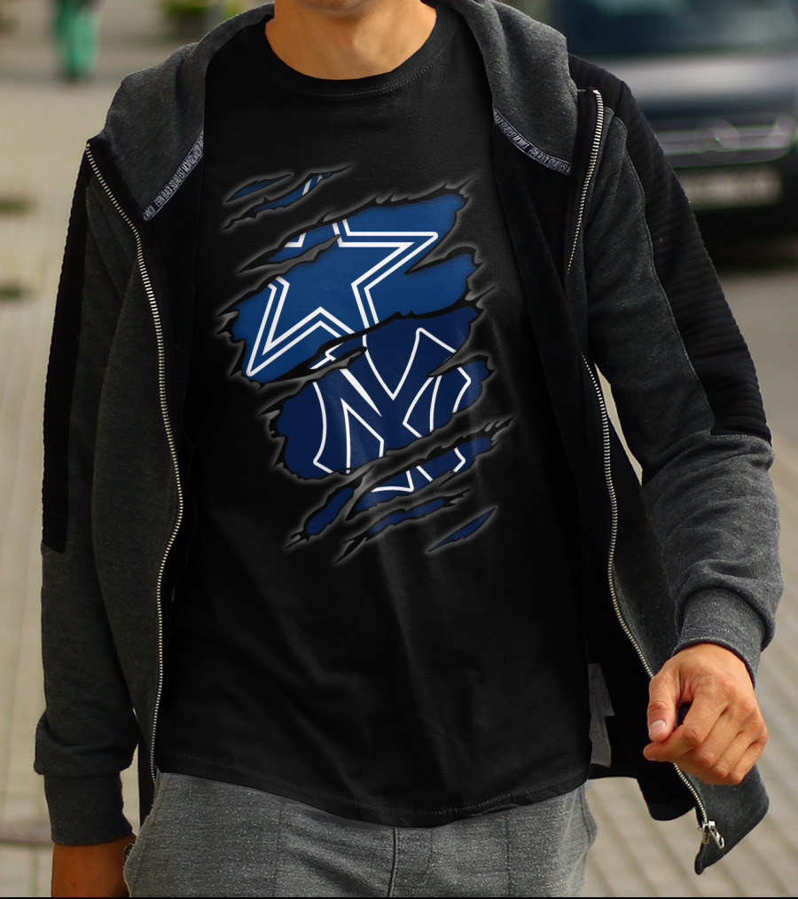 Cowboys Yankees Star And NY Logo Fusion T-Shirt
