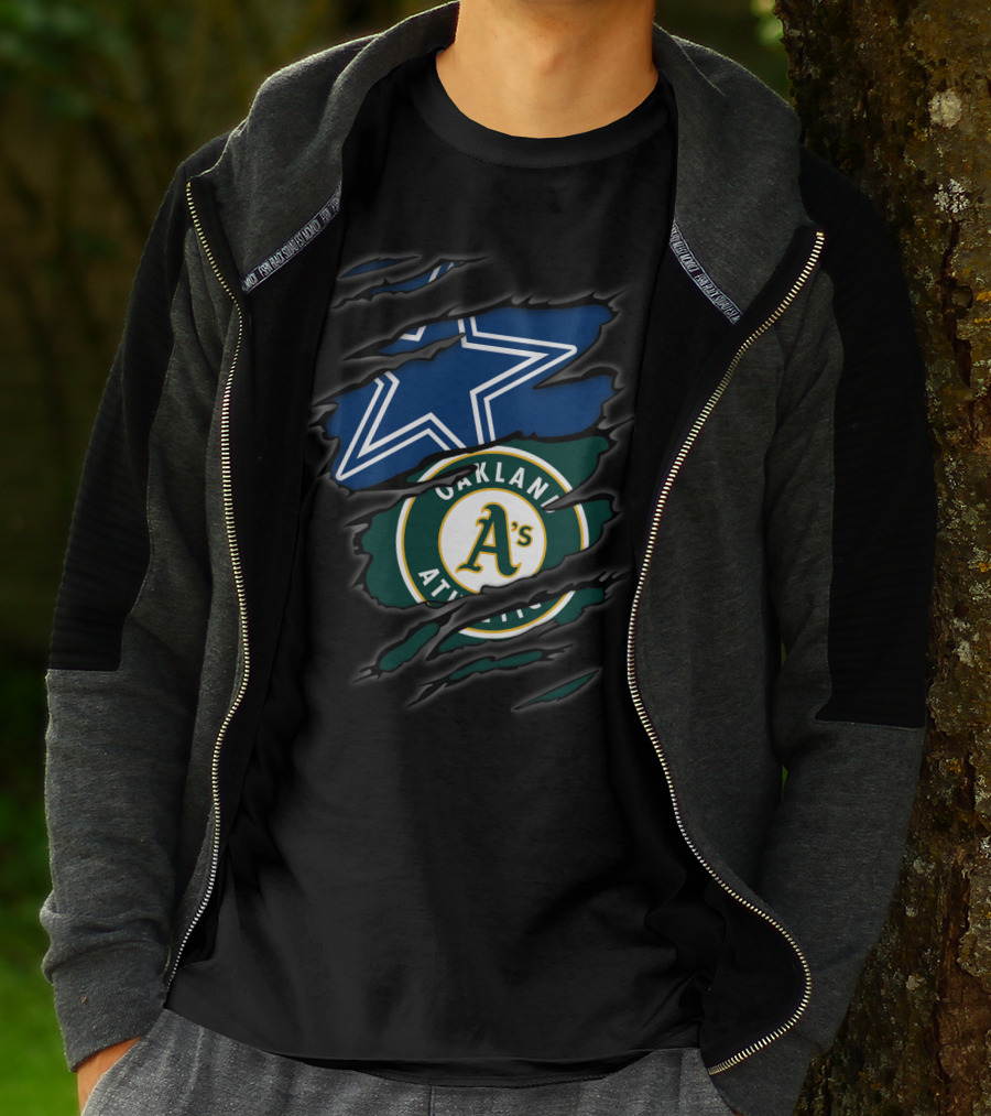Cowboys Oakland Athletics Dallas Star And A's Logo Fusion T-Shirt