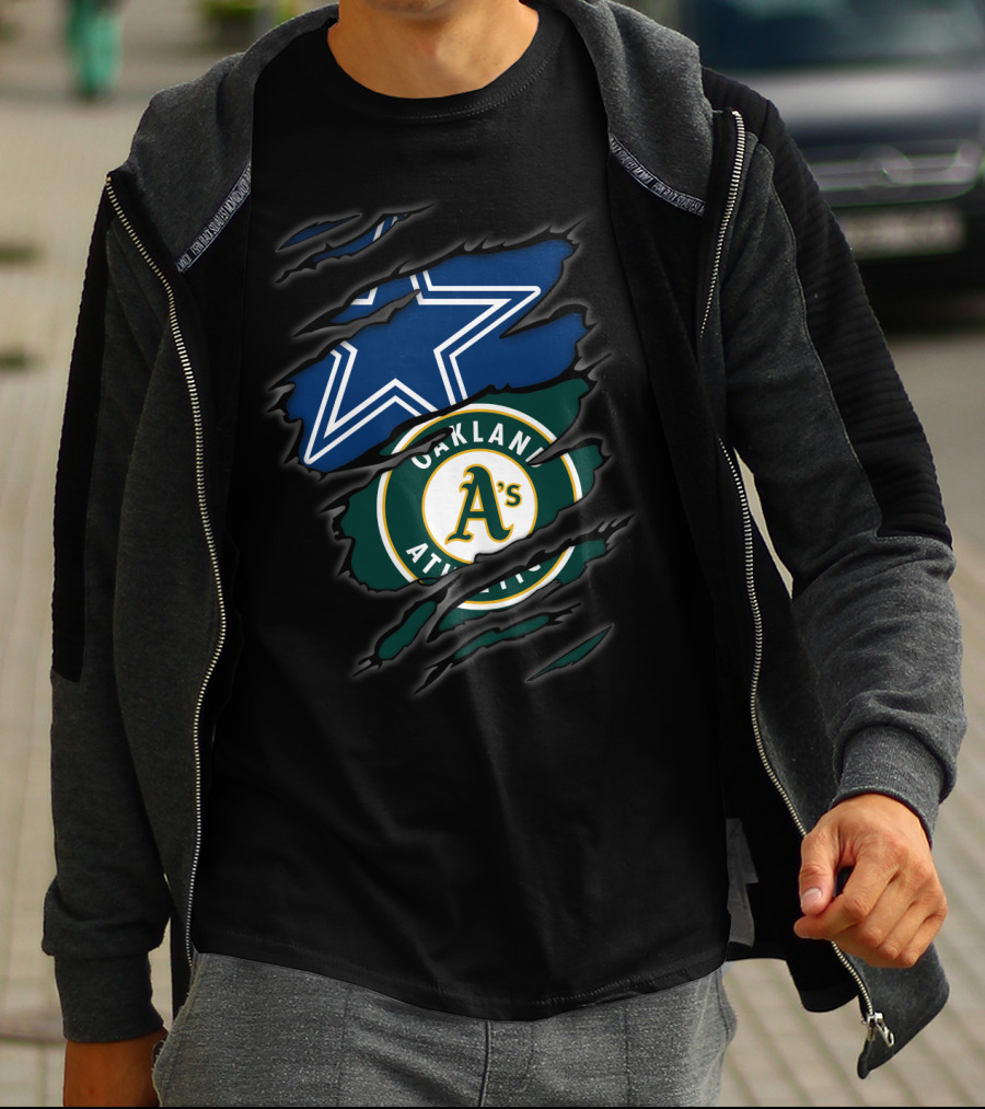 Cowboys Oakland Athletics Dallas Star And A's Logo Fusion T-Shirt