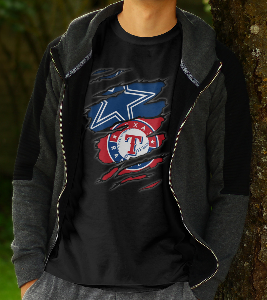 Dallas Cowboys And Texas Rangers Logos Fusion T-Shirt
