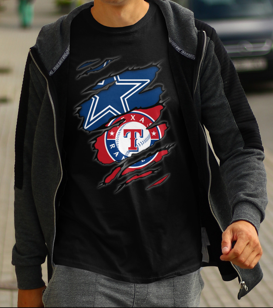 Dallas Cowboys And Texas Rangers Logos Fusion T-Shirt