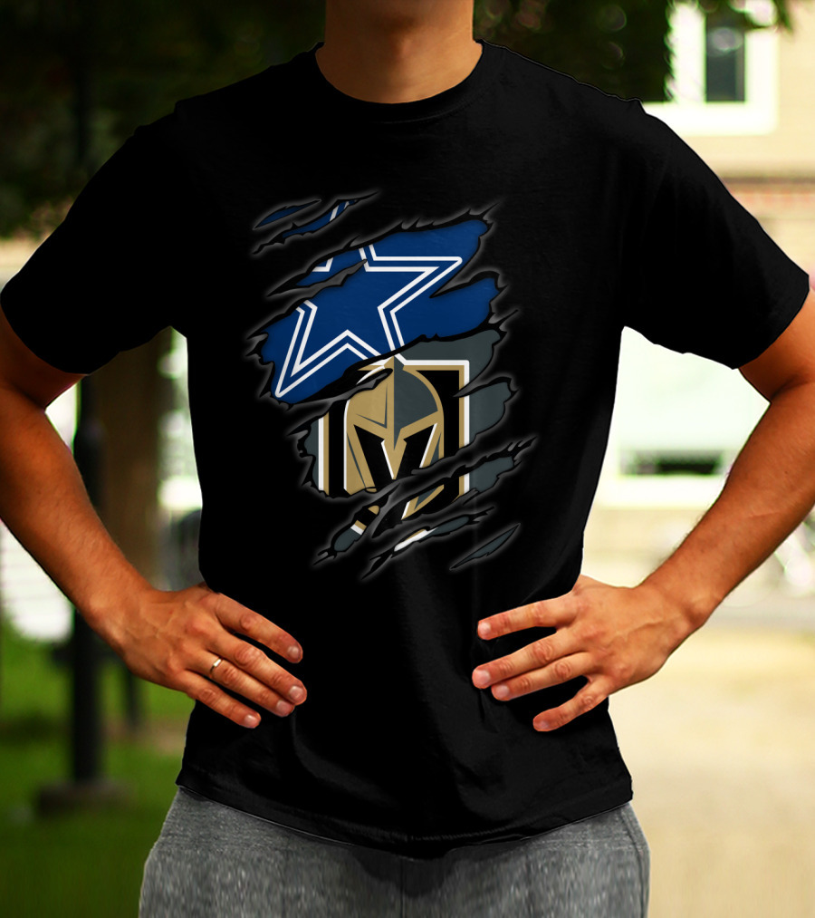 Dallas Cowboys Vegas Golden Knights Fan Crossover T-Shirt