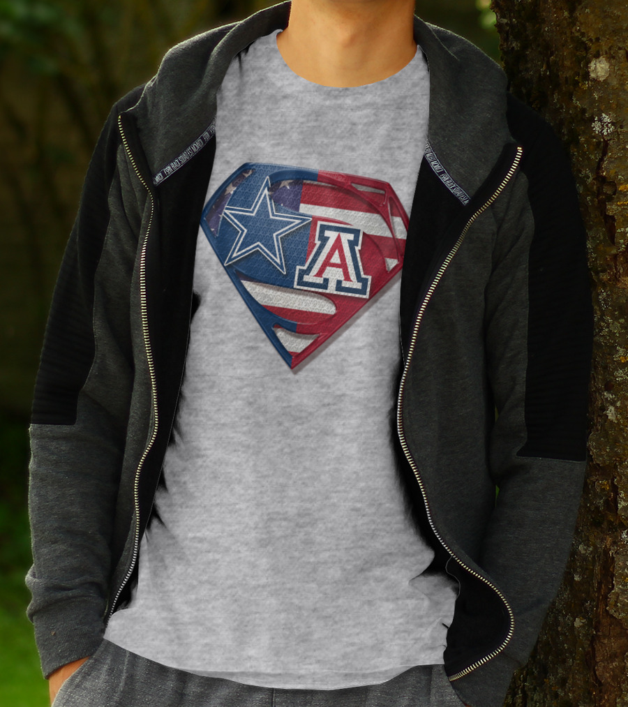 Dallas Cowboys Arizona Wildcats Superman Logo American Flag T-Shirt