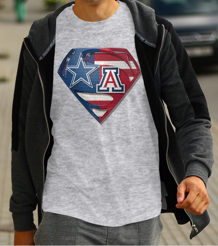 Dallas Cowboys Arizona Wildcats Superman Logo American Flag T-Shirt