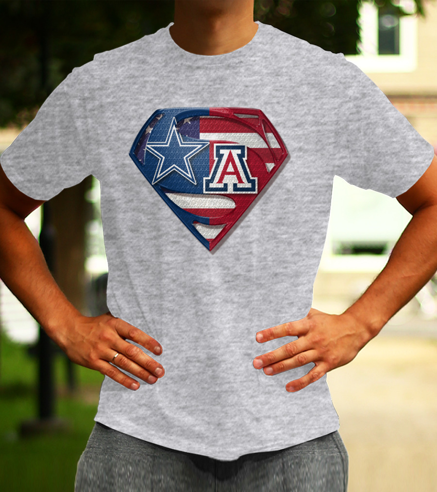 Dallas Cowboys Arizona Wildcats Superman Logo American Flag T-Shirt