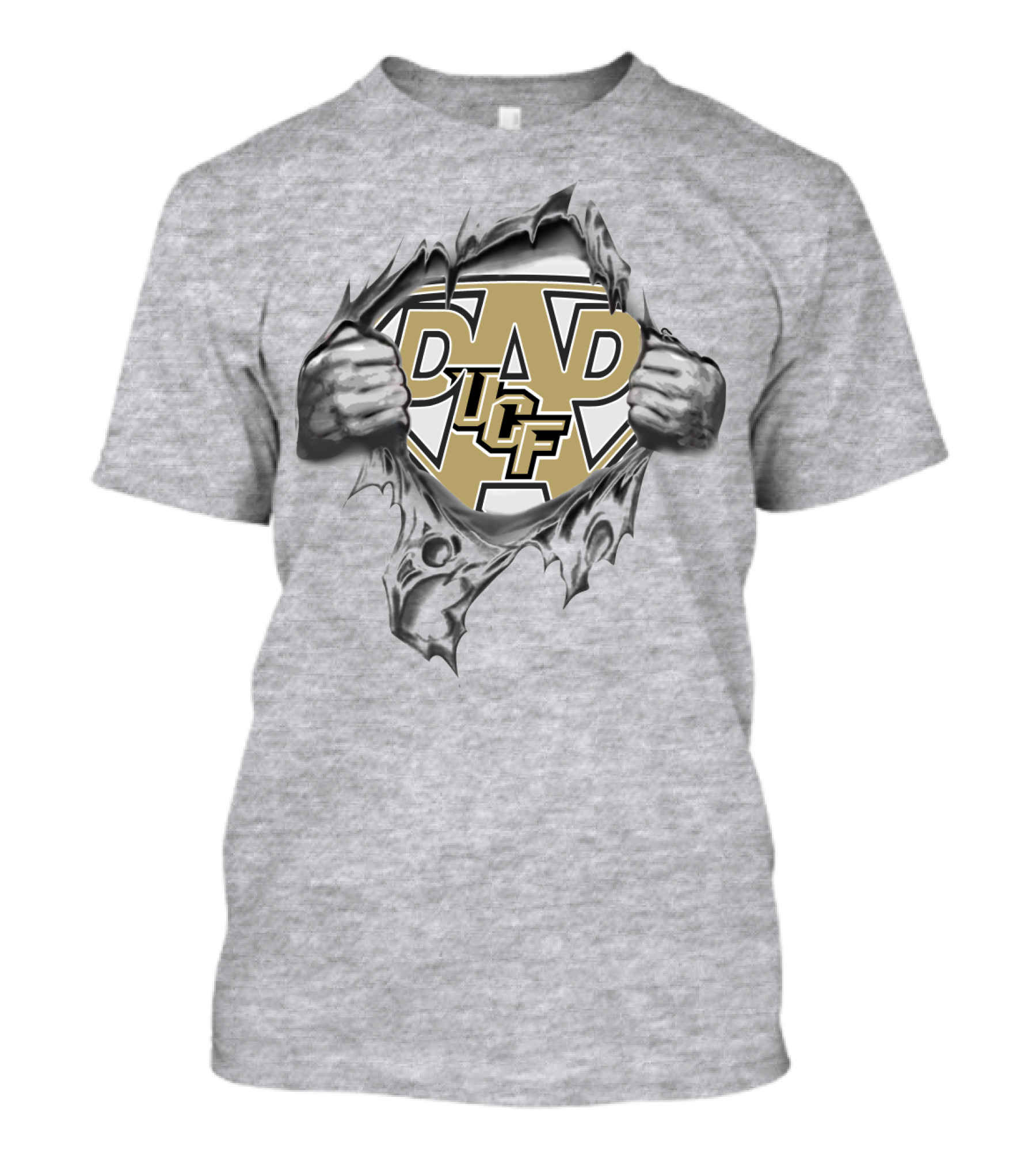 UCF Dad Superhero Theme With Torn Look T-Shirt