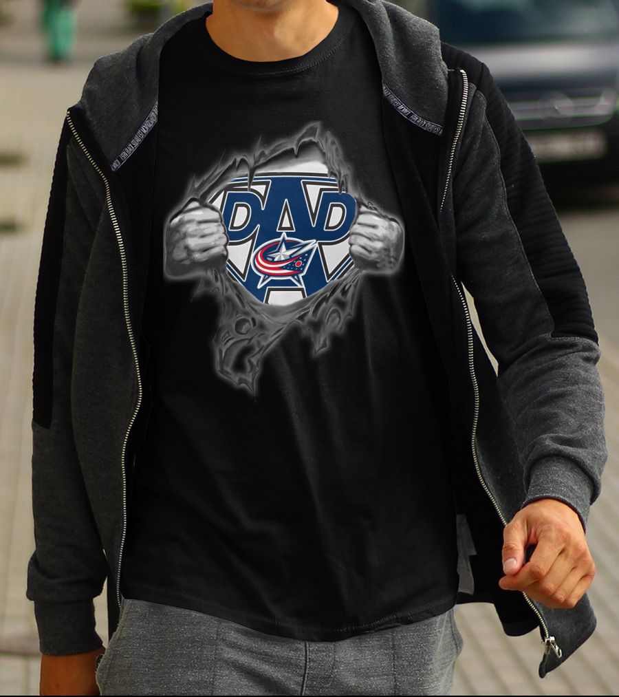 Columbus Blue Jackets Super Dad Hero T-Shirt