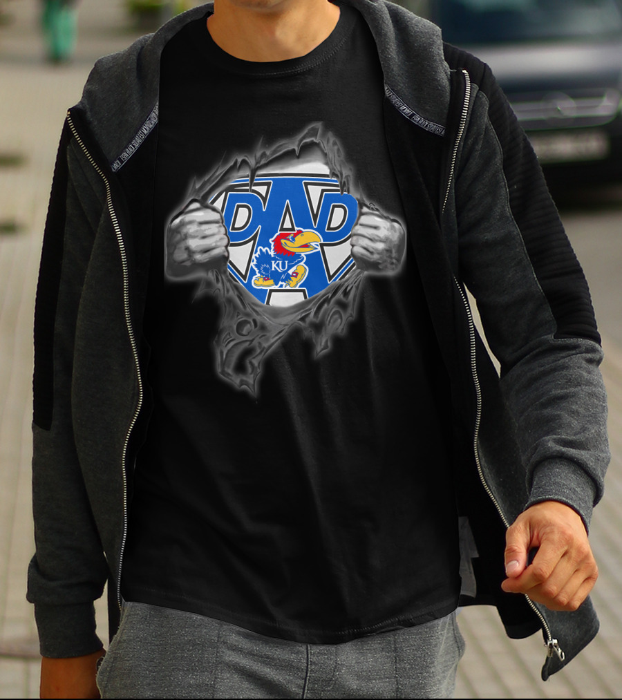 KU Jayhawks Super Dad Shield Logo Hero T-Shirt