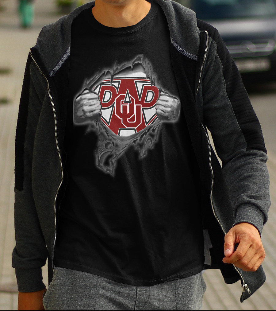 Sooners Dad OU Superhero Emblem T-Shirt