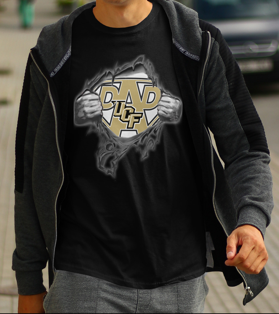 UCF Knights Super Dad Logo With Bold Letters And Strong Hands T-Shirt