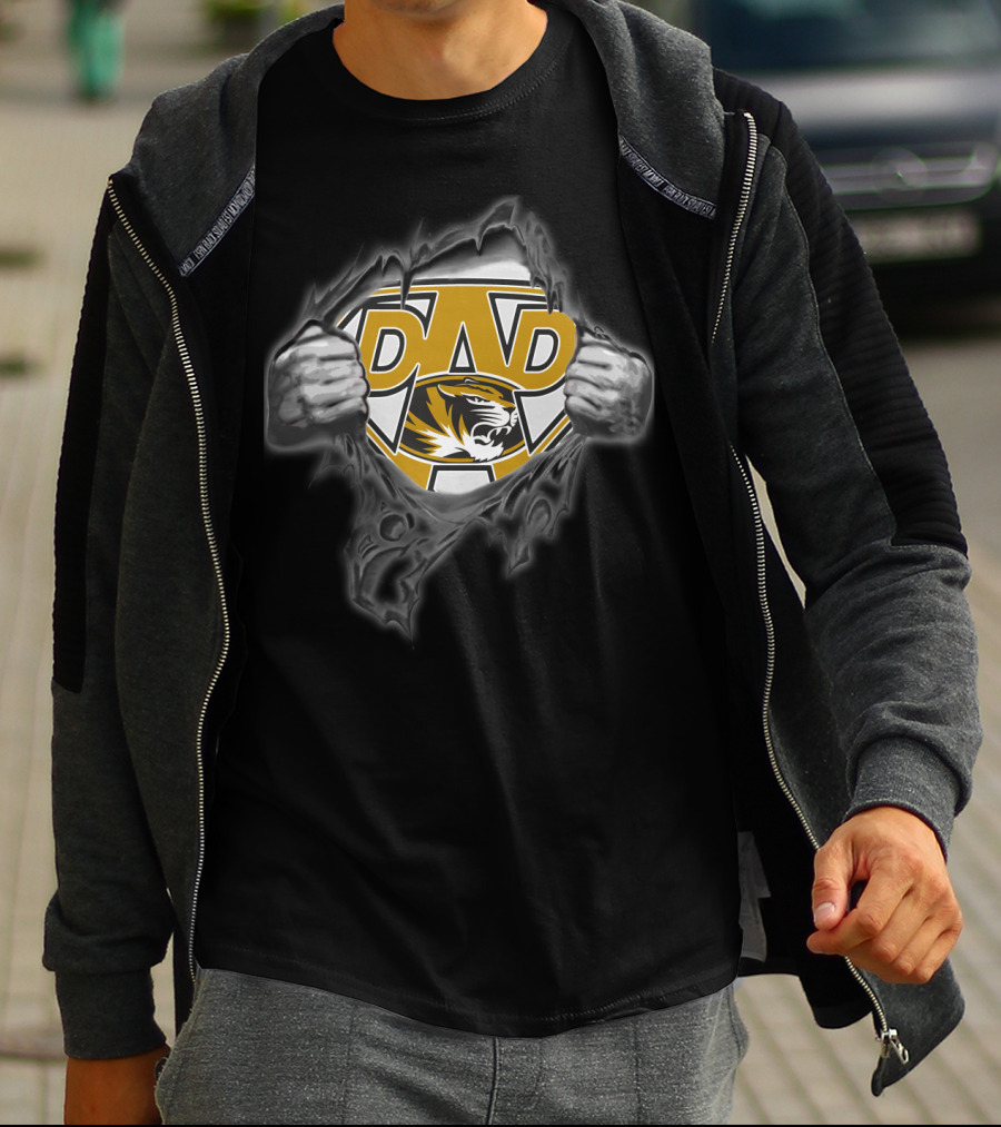 Missouri Tigers Dad Superhero Logo With Tiger Emblem T-Shirt