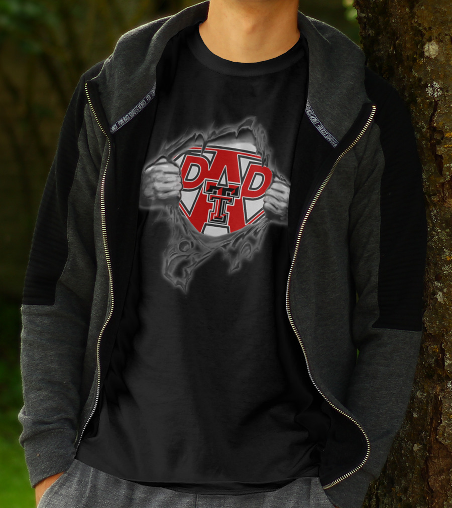 Texas Tech University Red Raiders Dad Superhero Emblem T-Shirt