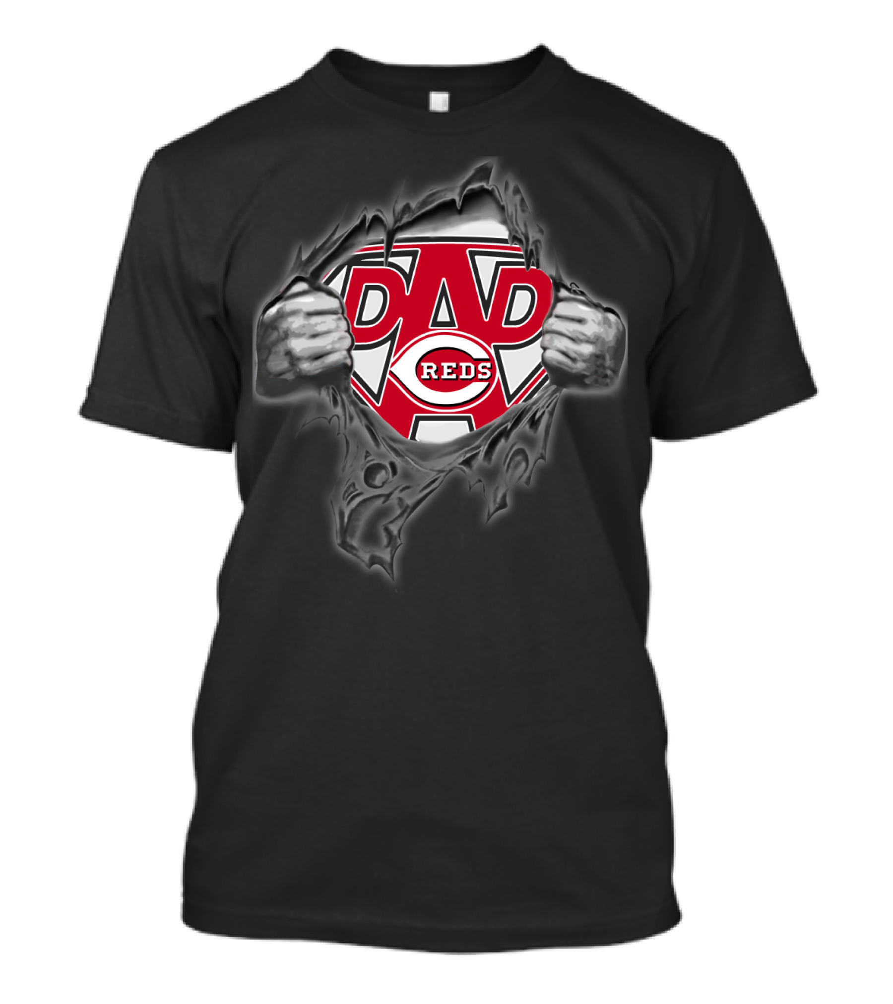 Cincinnati Reds Super Dad Logo Busting Through T-Shirt