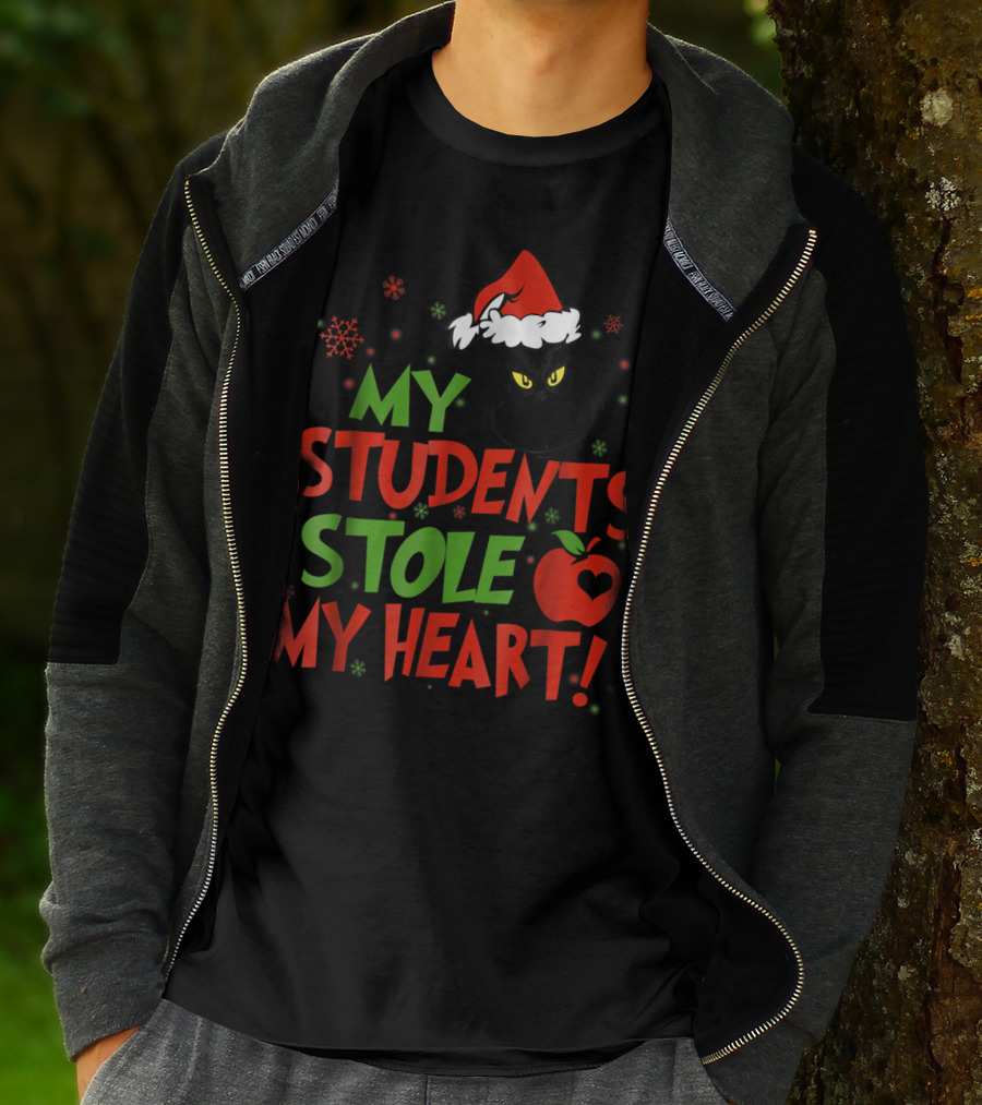 My Students Stole My Heart Grinch Christmas Teacher Apple T-Shirt