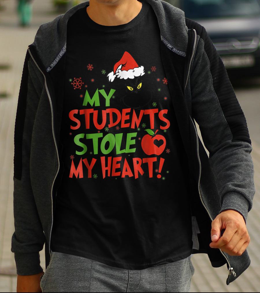 My Students Stole My Heart Grinch Christmas Teacher Apple T-Shirt
