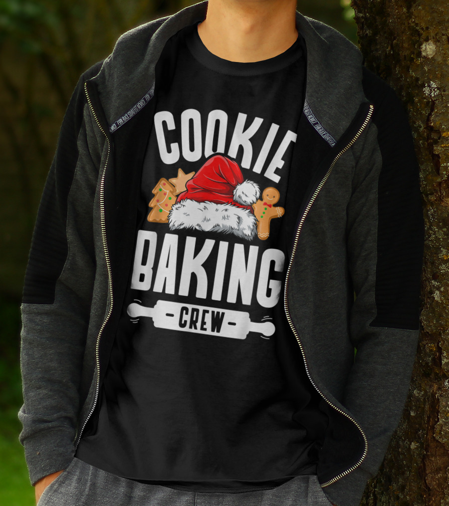 Cookie Baking Crew Christmas Santa Hat Gingerbread Family T-Shirt