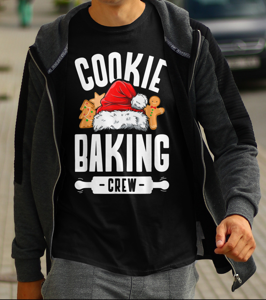 Cookie Baking Crew Christmas Santa Hat Gingerbread Family T-Shirt