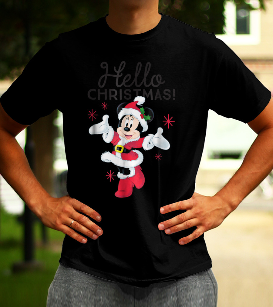 Disney Santa Minnie Mouse Hello Christmas T-Shirt