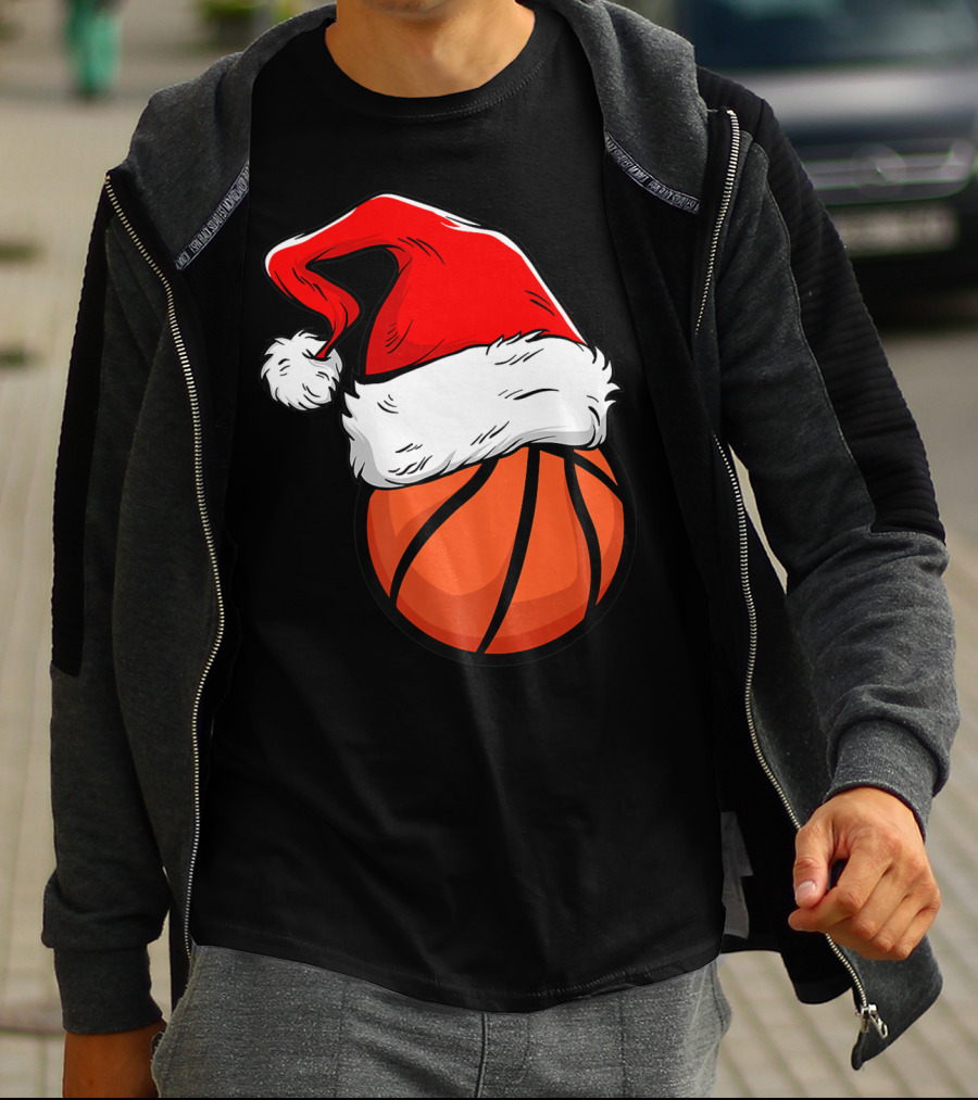 Funny Basketball Coach Player Santa Hat T-Shirt