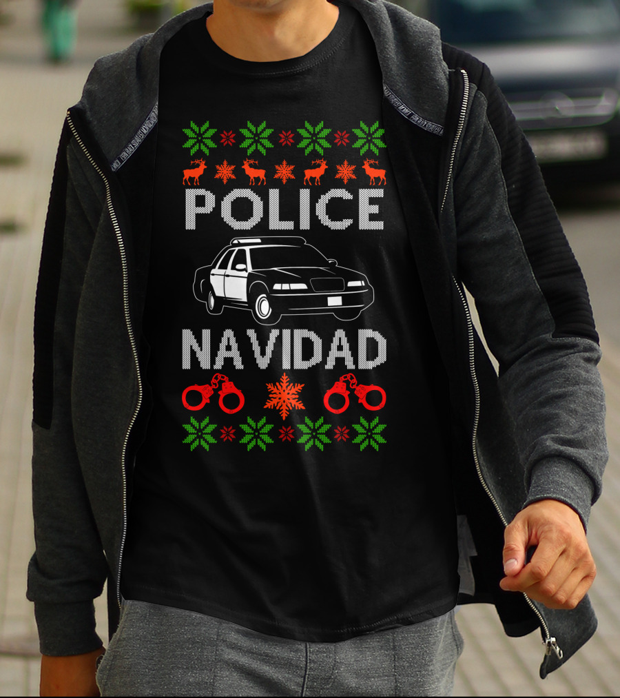 Police Navidad Ugly Christmas Holiday Law Enforcement T-Shirt