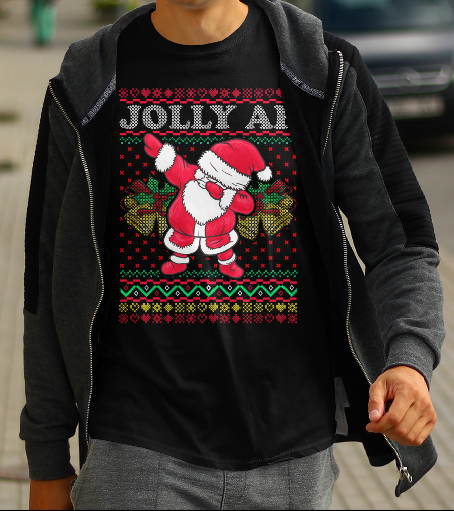 Jolly AF Santa Dabbing Ugly Christmas Holiday T-Shirt