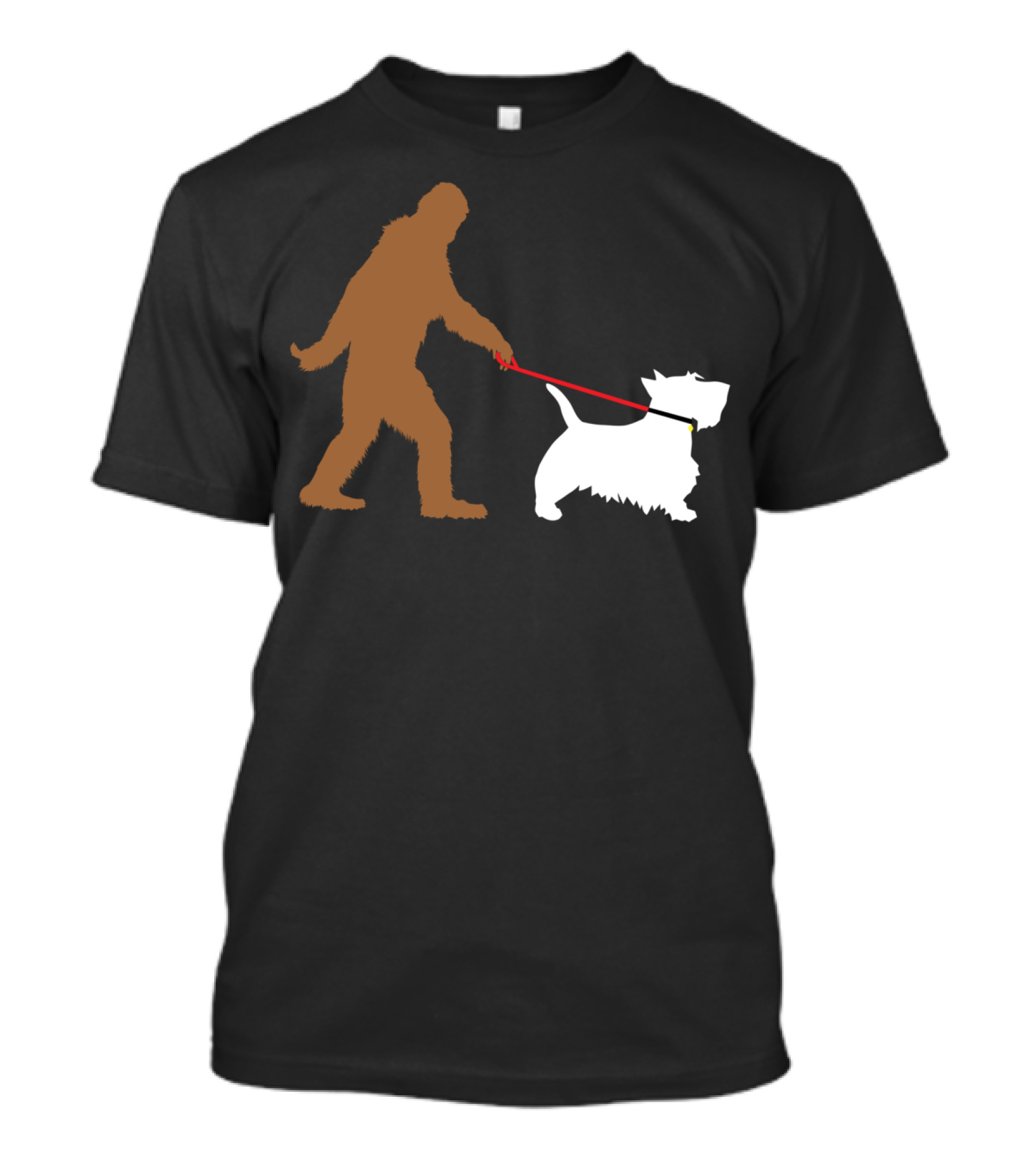 Bigfoot Walking Scottish Terrier Dog Leash Iconic T-Shirt