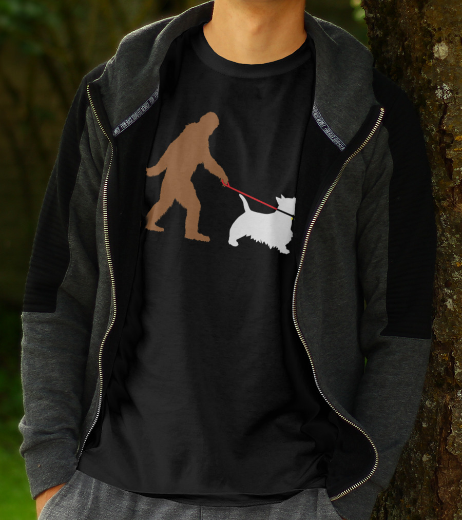 Bigfoot Walking Scottish Terrier Dog Leash Iconic T-Shirt