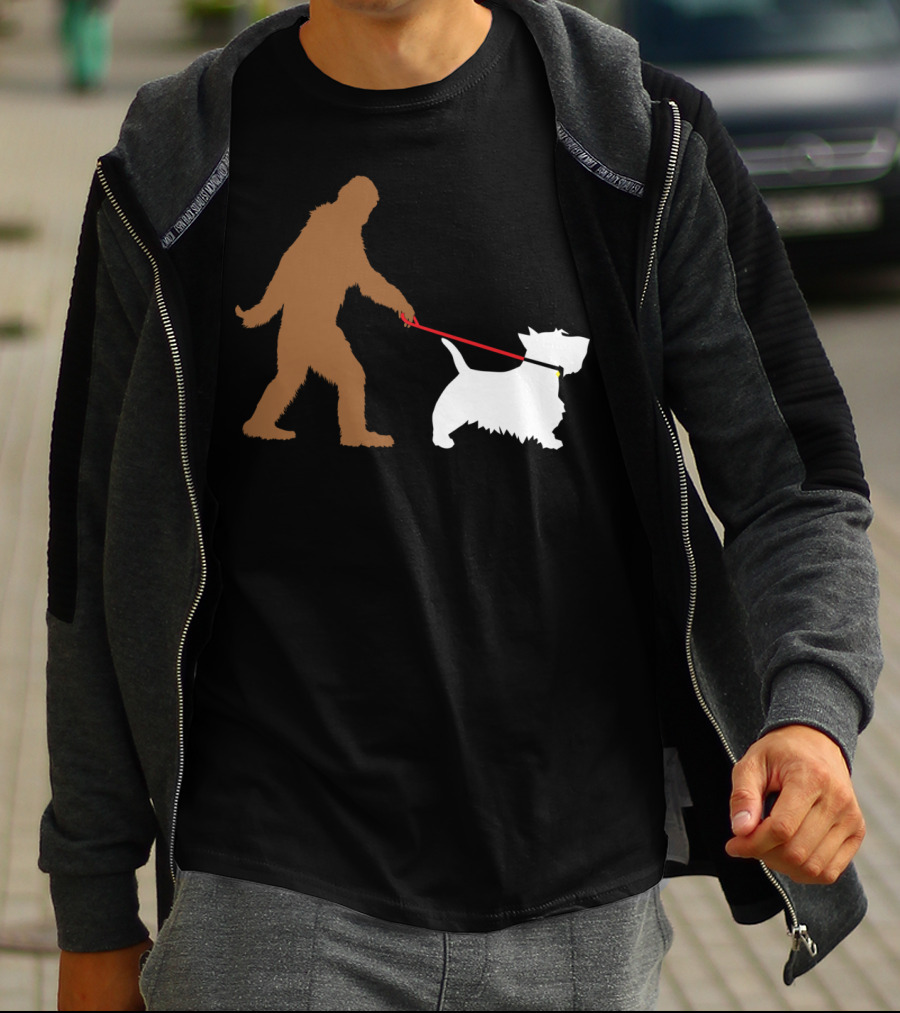 Bigfoot Walking Scottish Terrier Dog Leash Iconic T-Shirt