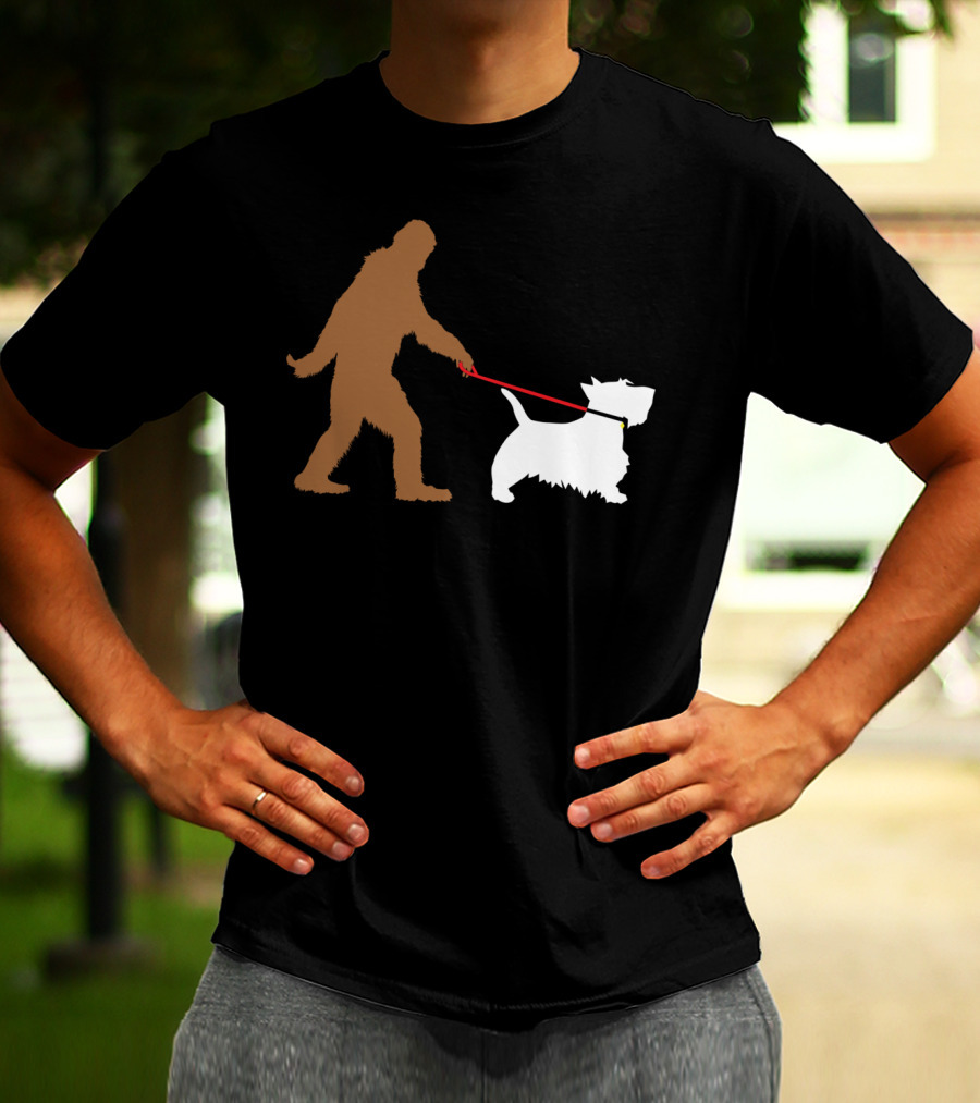 Bigfoot Walking Scottish Terrier Dog Leash Iconic T-Shirt