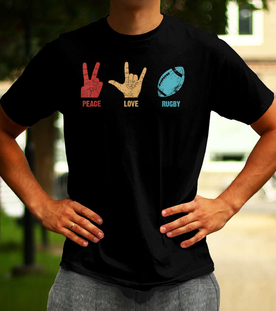 Peace Love Rugby Vintage Sport Lover Player T-Shirt