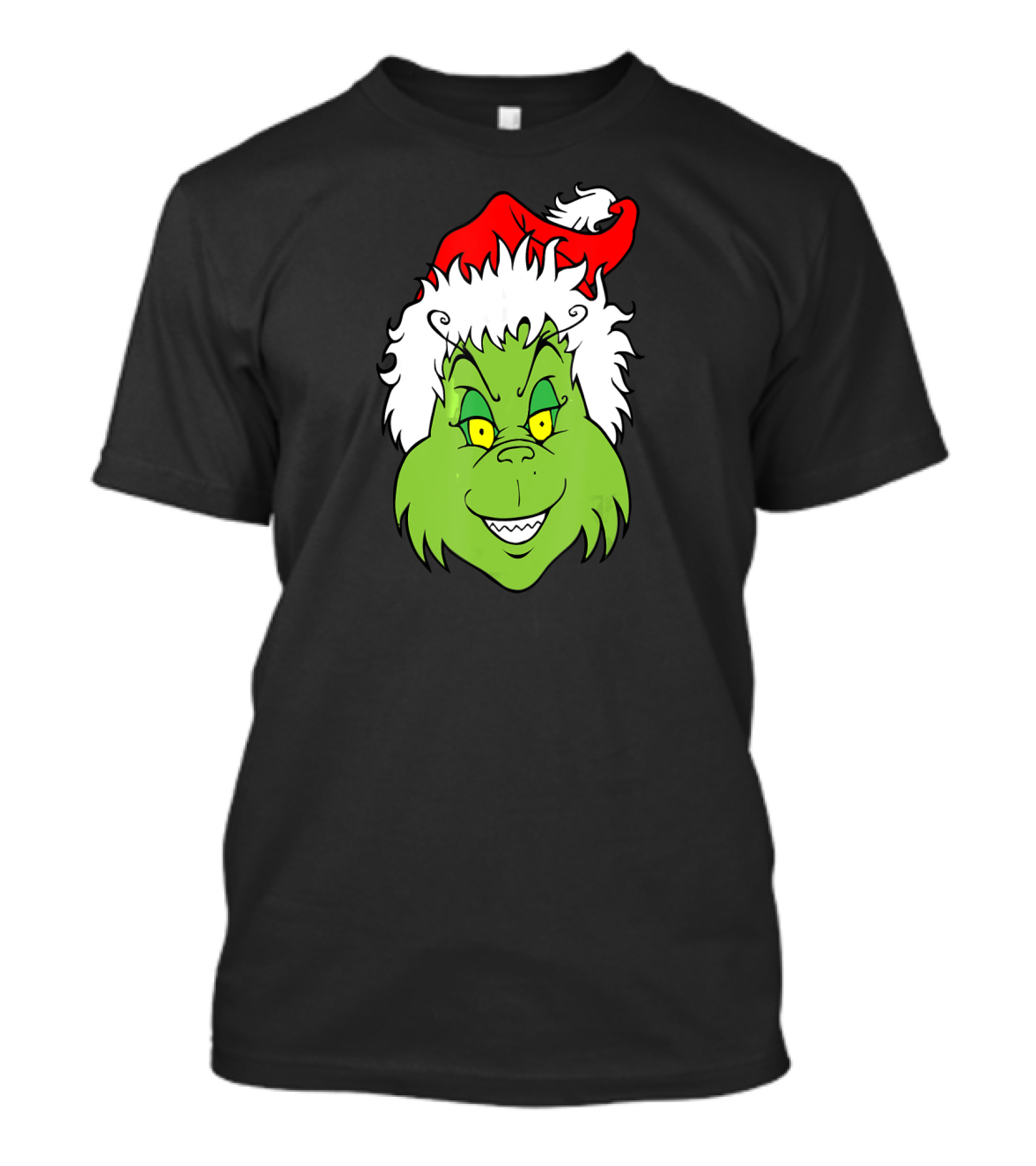 Christmas Grinch Face With Santa Hat T-Shirt