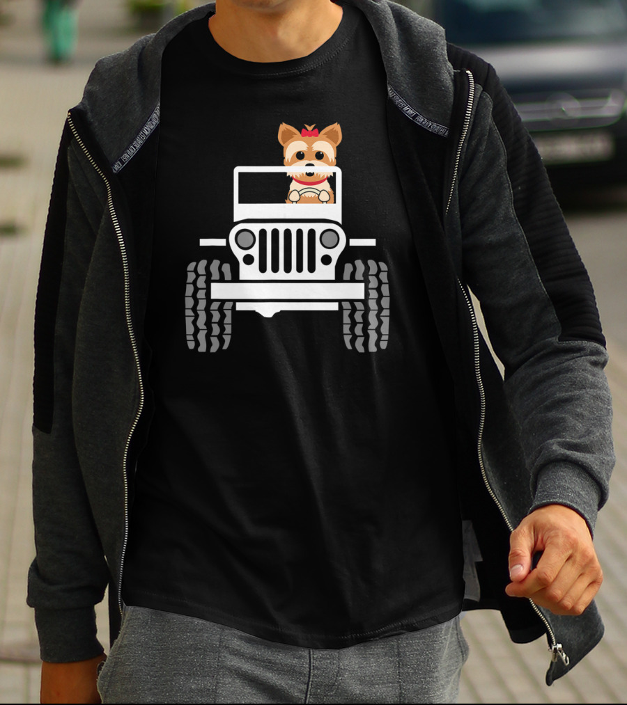 Yorkie Terrier Driving Jeep Adventure T-Shirt