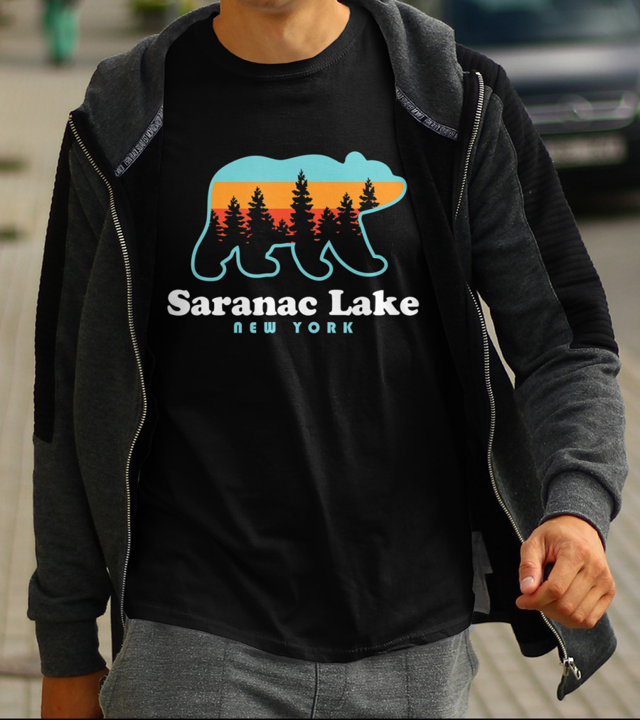 Saranac Lake New York Adirondacks Bear Forest Sunset T-Shirt