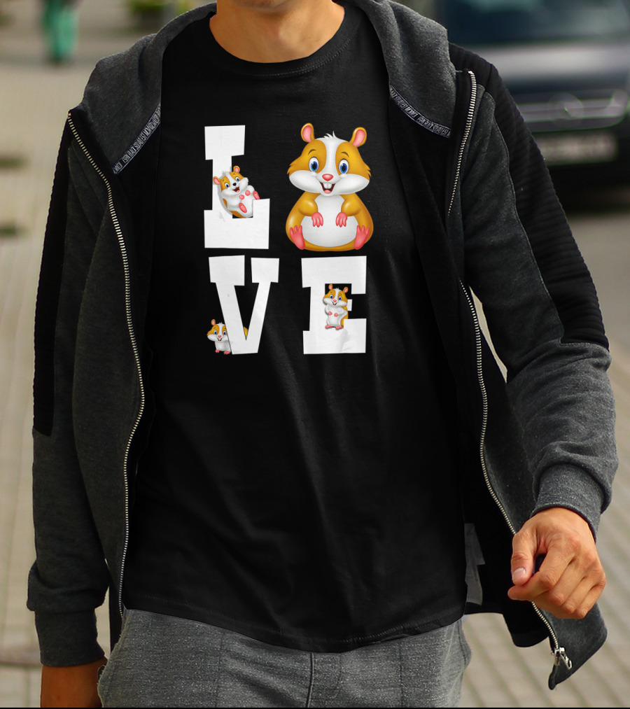 Love Hamsters Owners Cute Cartoon Rodent T-Shirt