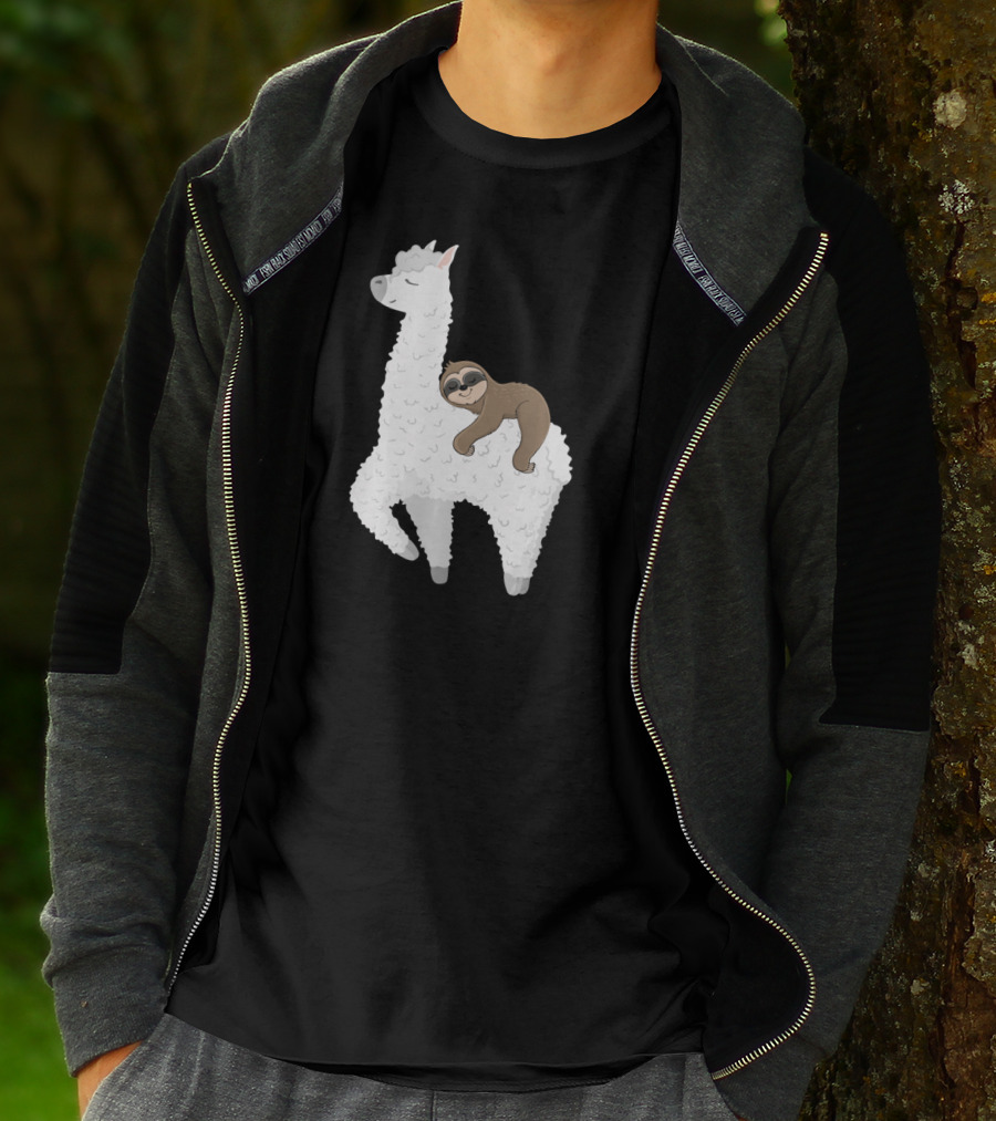 Sloth Best Friends Riding Llama Alpaca T-Shirt
