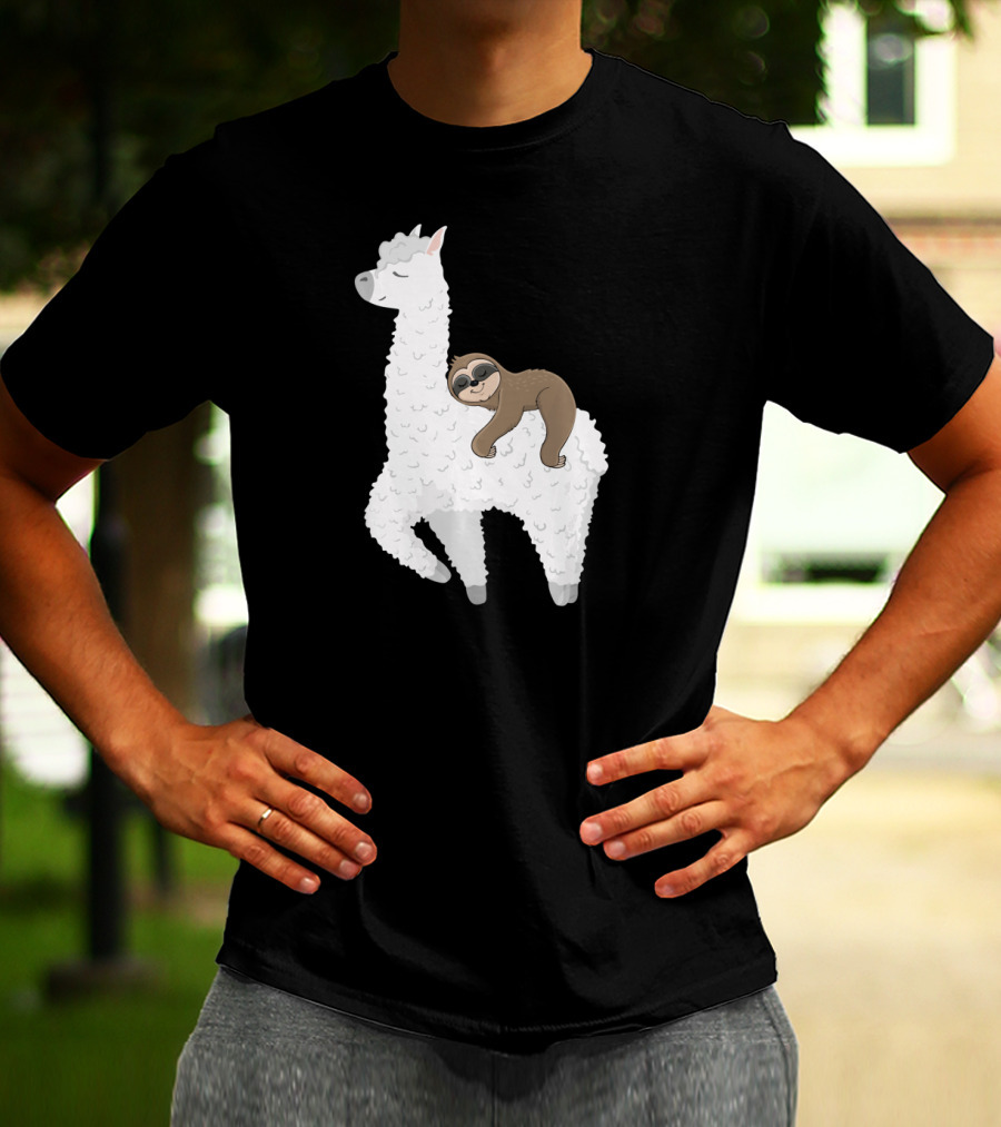 Sloth Best Friends Riding Llama Alpaca T-Shirt