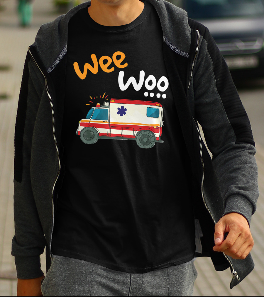 Wee Woo EMT Paramedic Ambulance Cartoon Emergency Vehicle T-Shirt