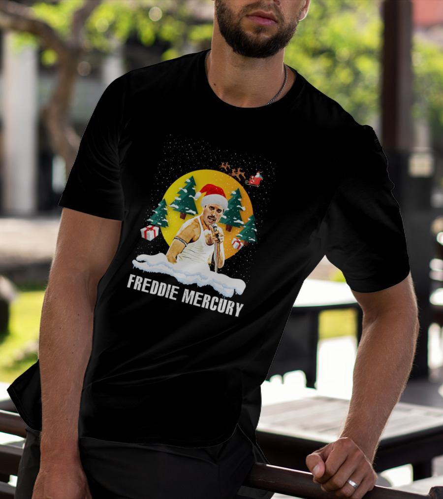 Freddie Mercurys Love Christmas Santa Hat Trees Gifts T-Shirt