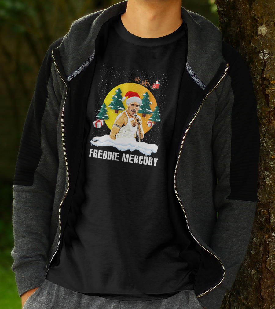 Freddie Mercurys Love Christmas Santa Hat Trees Gifts T-Shirt