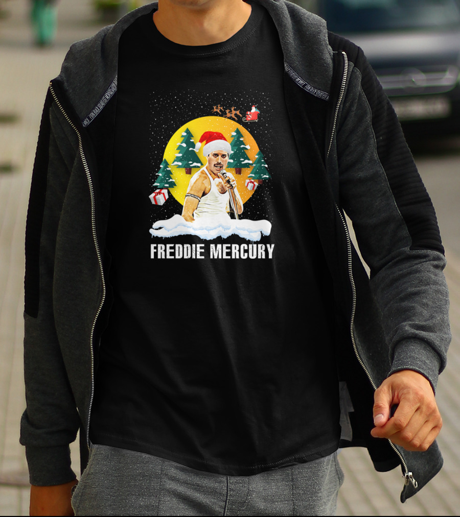 Freddie Mercurys Love Christmas Santa Hat Trees Gifts T-Shirt