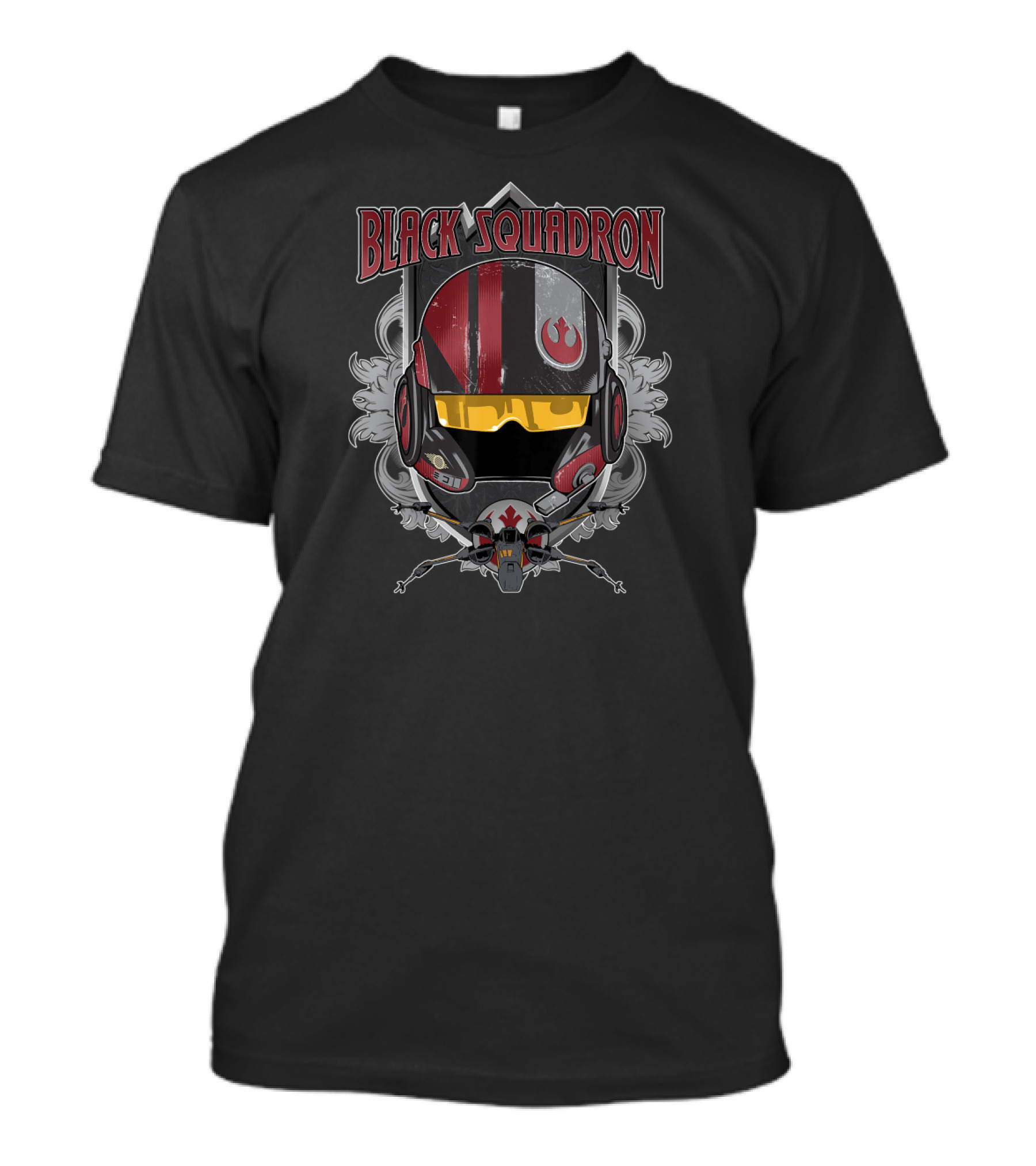Black Squadron Star Wars Helmet And X Wing T-Shirt