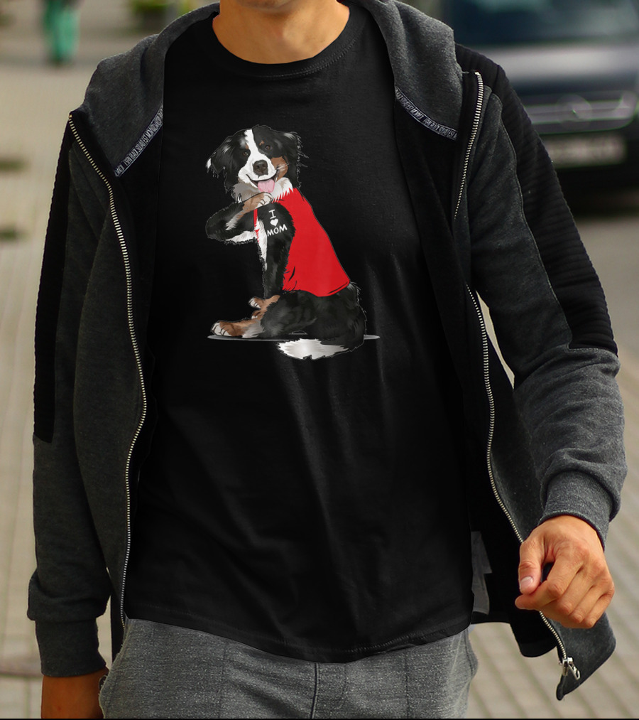 Bernese Mountain Dog I Love Mom Tattoo T-Shirt