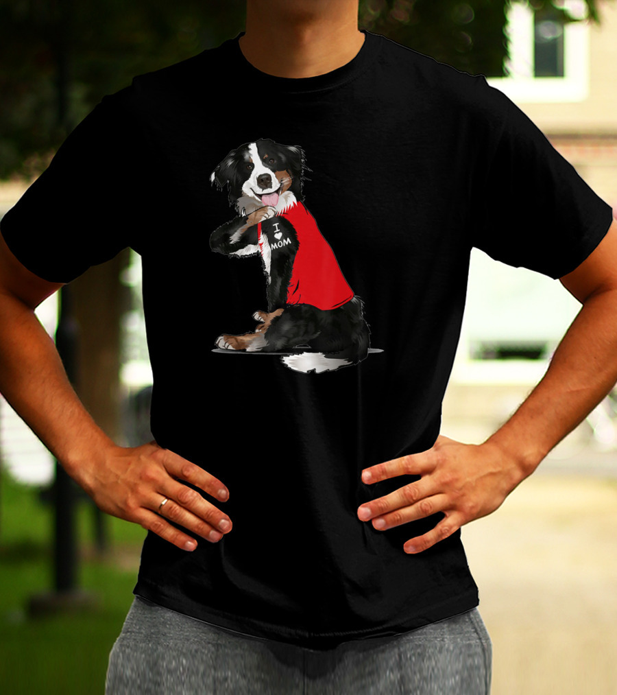 Bernese Mountain Dog I Love Mom Tattoo T-Shirt