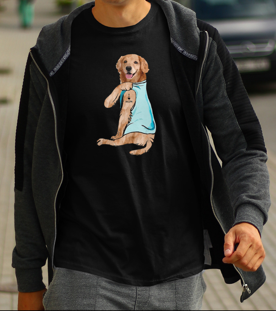Golden Retriever I Love Mom Tattoo T-Shirt