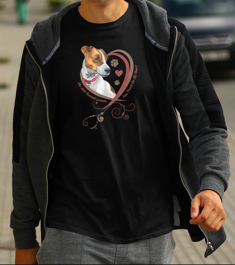 My Jack Russell Leaves Paw Prints On My Heart T-Shirt
