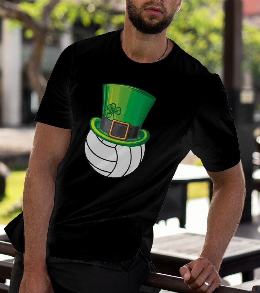 Volleyball Patrick's Day Clover Hat Volley Player T-Shirt