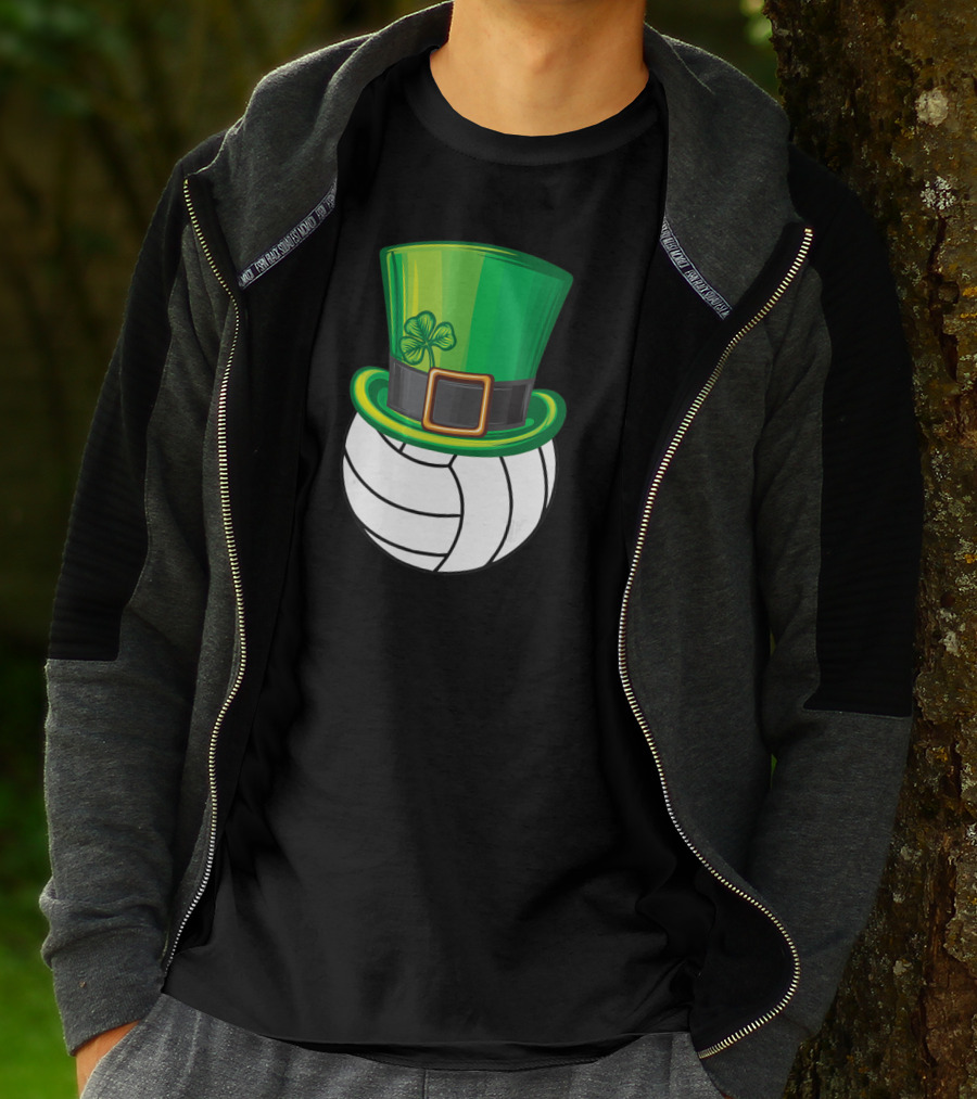 Volleyball Patrick's Day Clover Hat Volley Player T-Shirt