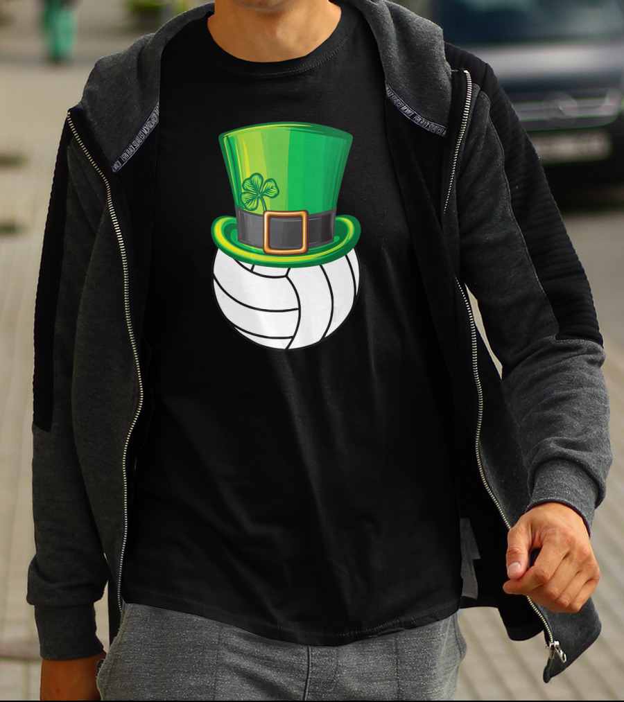Volleyball Patrick's Day Clover Hat Volley Player T-Shirt