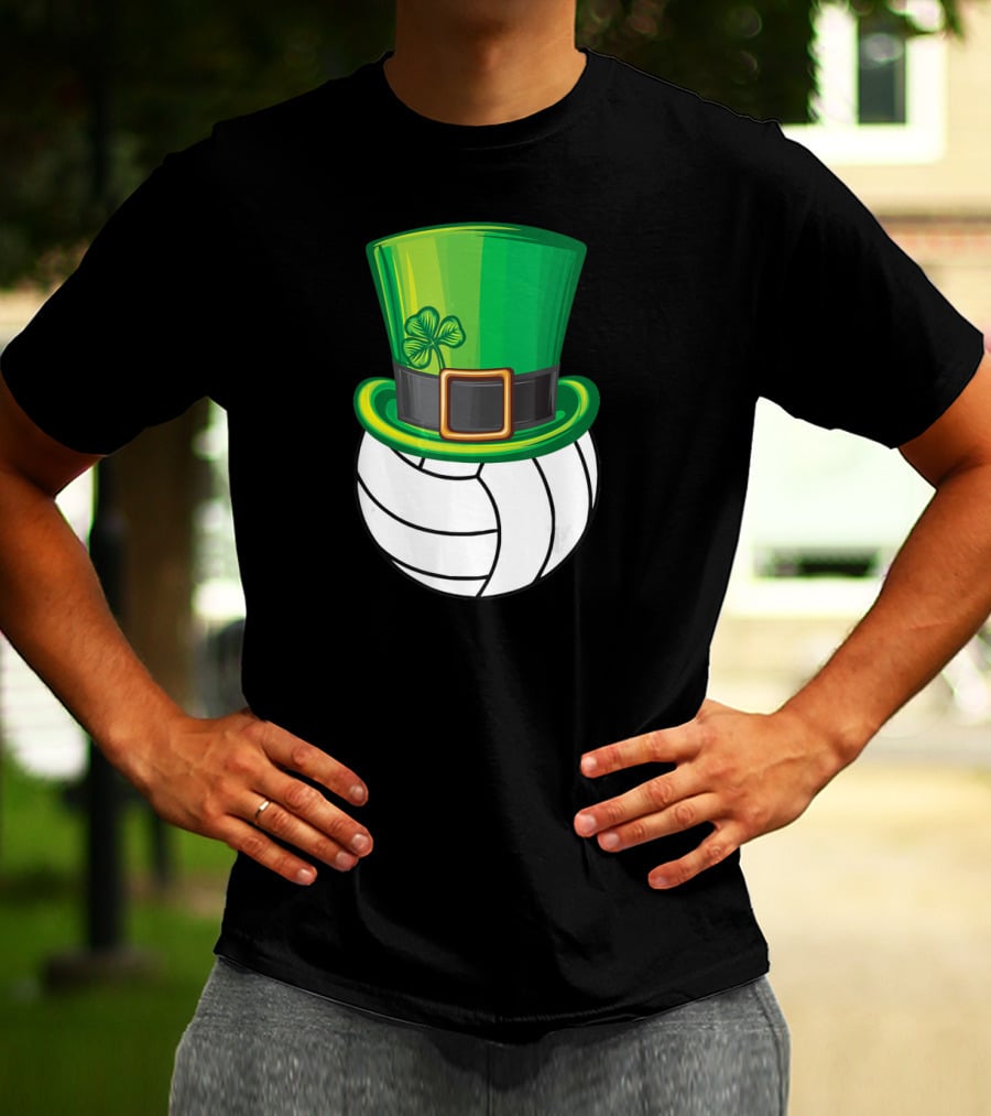 Volleyball Patrick's Day Clover Hat Volley Player T-Shirt