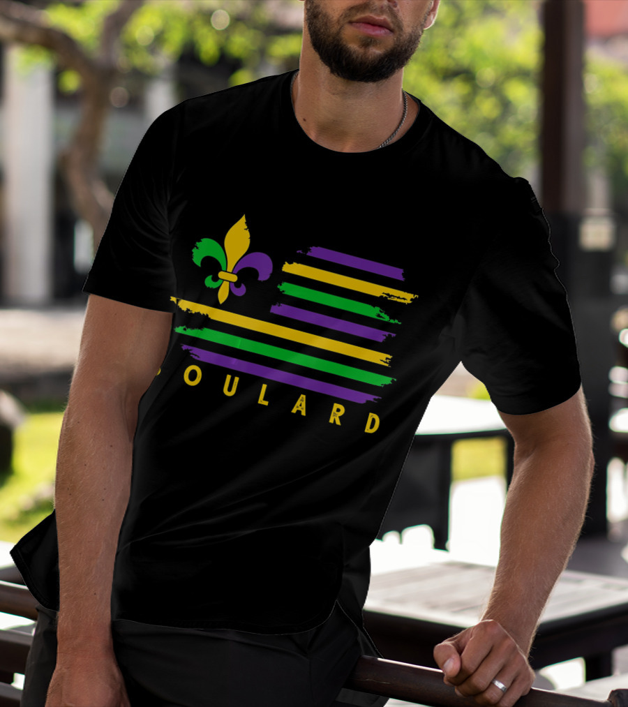Soulard Fleur-de-Lis Mardi Gras Flag Stripes T-Shirt